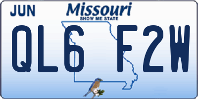 MO license plate QL6F2W