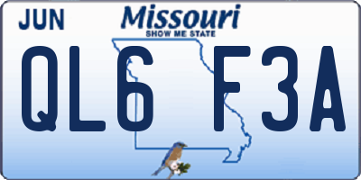 MO license plate QL6F3A