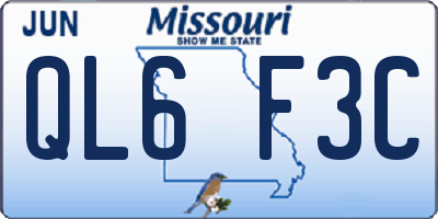 MO license plate QL6F3C