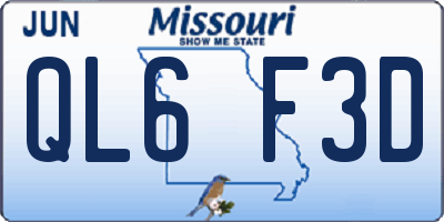 MO license plate QL6F3D