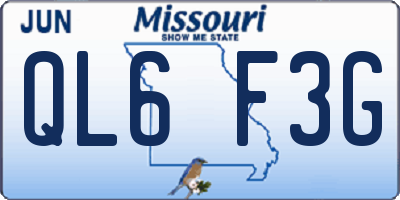 MO license plate QL6F3G