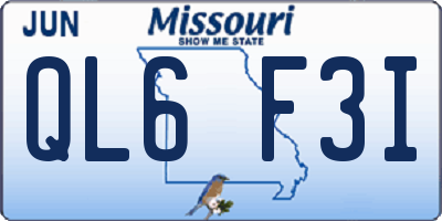 MO license plate QL6F3I