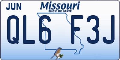 MO license plate QL6F3J