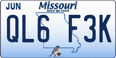 MO license plate QL6F3K