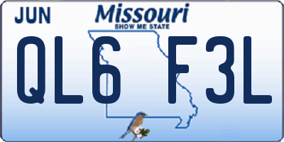 MO license plate QL6F3L