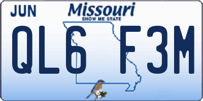 MO license plate QL6F3M