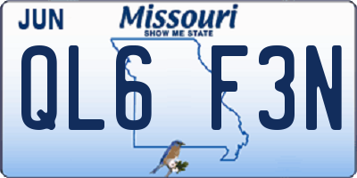 MO license plate QL6F3N