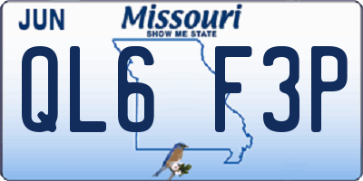 MO license plate QL6F3P
