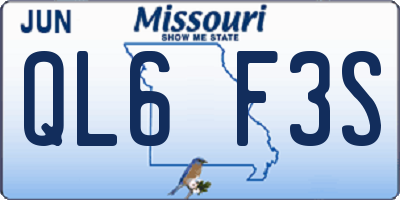 MO license plate QL6F3S