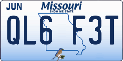 MO license plate QL6F3T