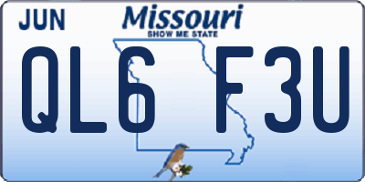 MO license plate QL6F3U