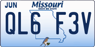 MO license plate QL6F3V