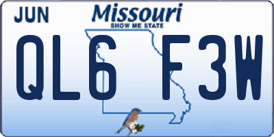 MO license plate QL6F3W