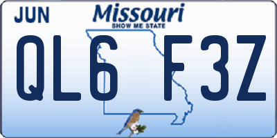 MO license plate QL6F3Z