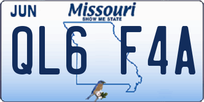 MO license plate QL6F4A