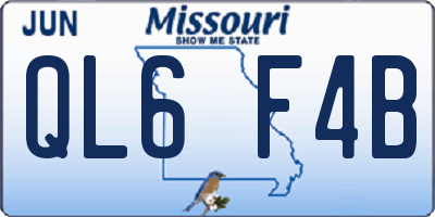 MO license plate QL6F4B