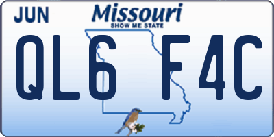 MO license plate QL6F4C