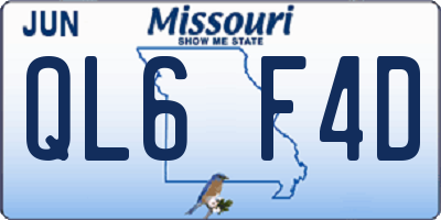 MO license plate QL6F4D