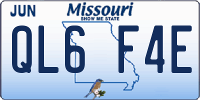MO license plate QL6F4E