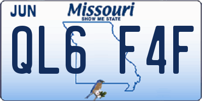 MO license plate QL6F4F
