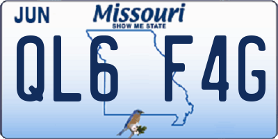 MO license plate QL6F4G