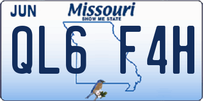 MO license plate QL6F4H