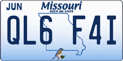 MO license plate QL6F4I