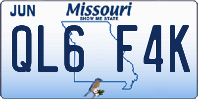 MO license plate QL6F4K