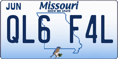 MO license plate QL6F4L