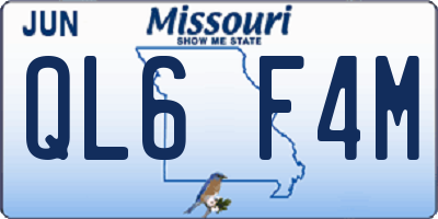 MO license plate QL6F4M