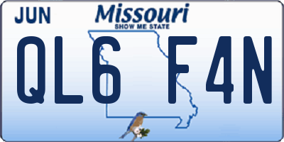MO license plate QL6F4N