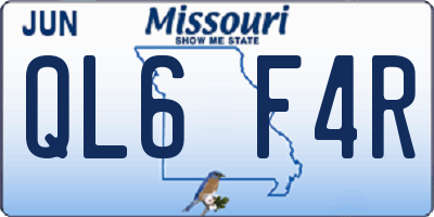 MO license plate QL6F4R