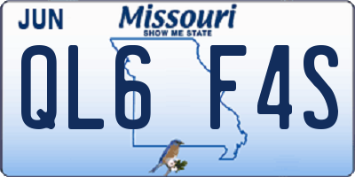 MO license plate QL6F4S