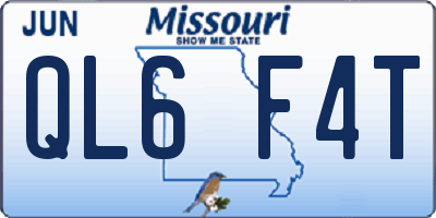 MO license plate QL6F4T