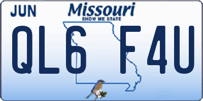MO license plate QL6F4U