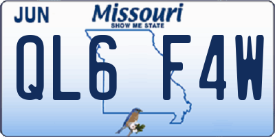 MO license plate QL6F4W