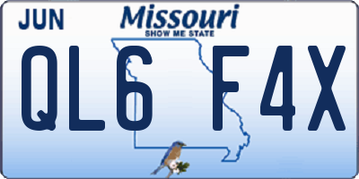 MO license plate QL6F4X