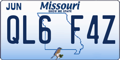 MO license plate QL6F4Z