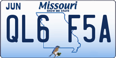 MO license plate QL6F5A
