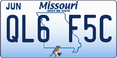 MO license plate QL6F5C