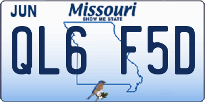 MO license plate QL6F5D
