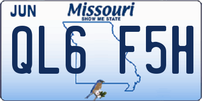 MO license plate QL6F5H