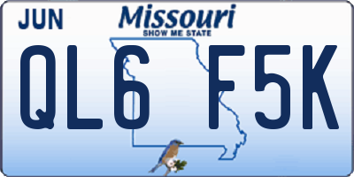 MO license plate QL6F5K