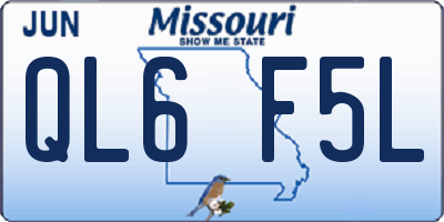 MO license plate QL6F5L