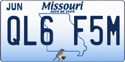 MO license plate QL6F5M