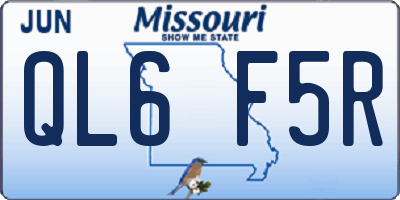 MO license plate QL6F5R
