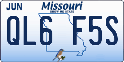 MO license plate QL6F5S