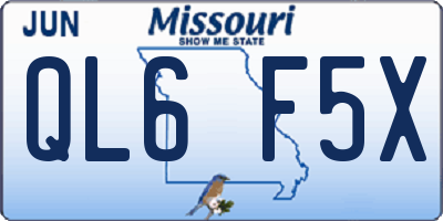 MO license plate QL6F5X