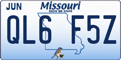 MO license plate QL6F5Z