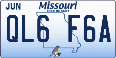 MO license plate QL6F6A